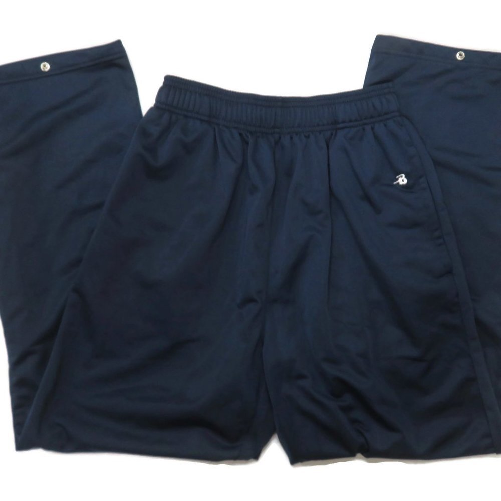 Badger Sport Track Pants Mens‎ Small Blue Ankle Zip Buttons Running Gym Yoga